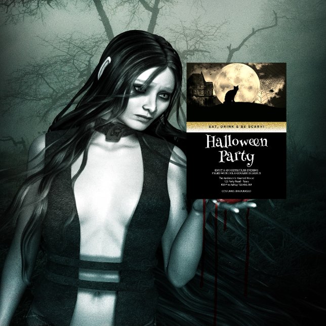 Invitación Halloween Party Gótica Fantasy Moon (Subido por el creador)