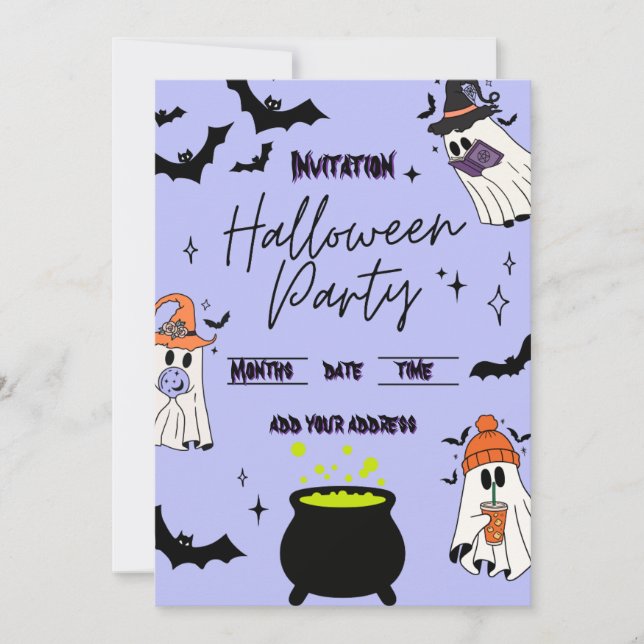 Invitación Halloween party invitation card (Anverso)