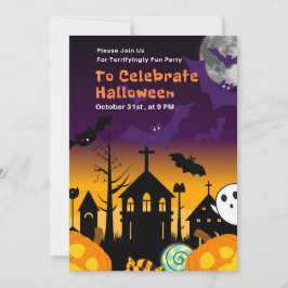 Invitación Halloween Party Invitation or Terrifyingly Fun Hal