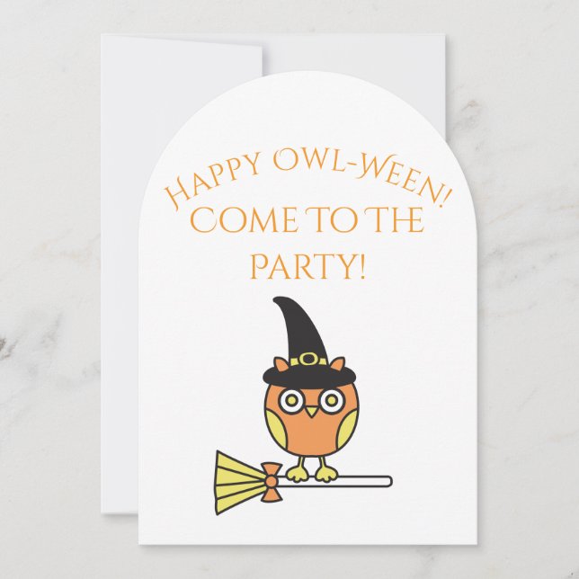 Invitación Halloween Party Invitation Owl Witch (Anverso)