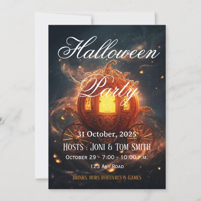 Invitación Halloween Party Invite | Elegant Pumpkin Card (Anverso)