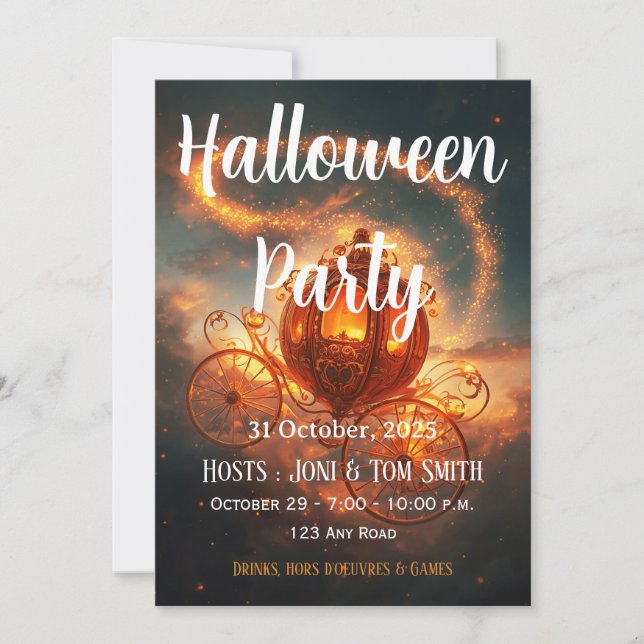 Invitación Halloween Party Invite | Elegant Pumpkin Card (Anverso)