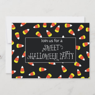 Invitación Halloween Party Invitó al Candy Corn en negro