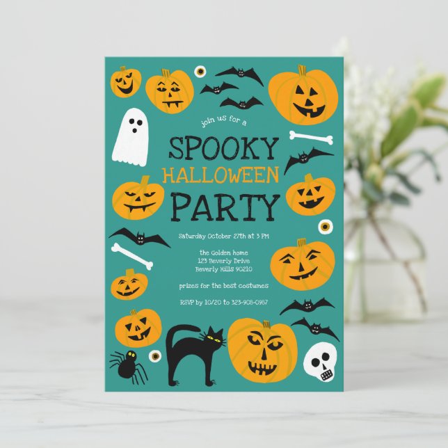 Invitación HALLOWEEN PARTY Jack-o-lanterns Personalizado (Anverso de pie)