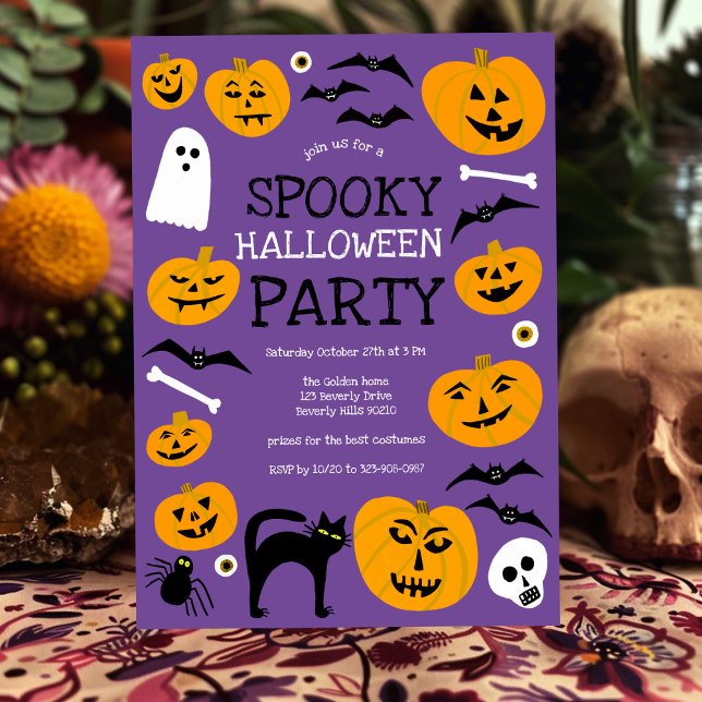 Invitación HALLOWEEN PARTY Jack-o-lanterns Personalizado (HALLOWEEN PARTY Jack-o-lanterns Cute Custom Invitation
)
