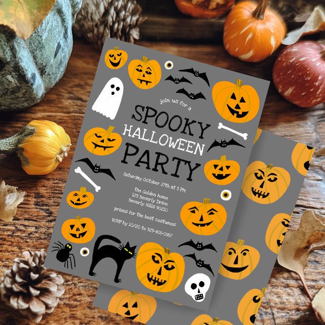 Invitación HALLOWEEN PARTY Jack-o-lanterns Personalizado (HALLOWEEN PARTY Jack-o-lanterns Cute Custom Spooky Fall Invitation
)