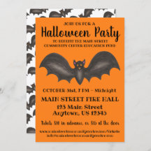 Halloween Party Naranja Black Bat Trick-or-Treat
