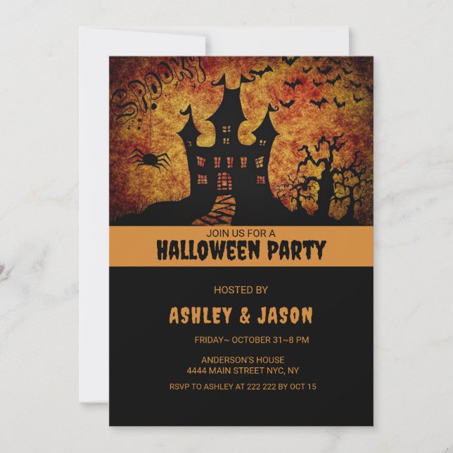 Invitación Halloween Party para adultos obsesiona la casa (Anverso)