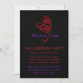 Invitación Halloween Party Red Skull Head