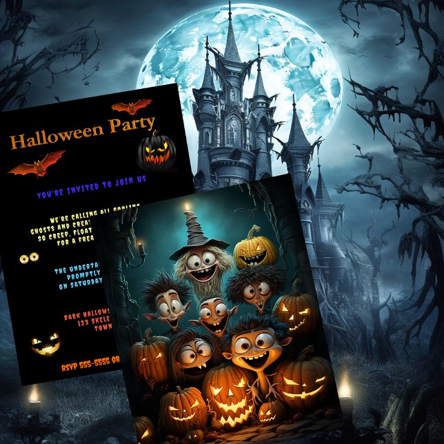 Invitación Halloween Party Scary Pumpkins Sonrientes Criatura (Subido por el creador)