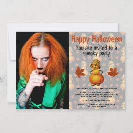 Invitación Halloween Party Spookkin Pumpkin Man con gorra de