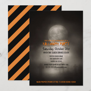 Invitación Halloween Party Spooky Moonlight Graveyard