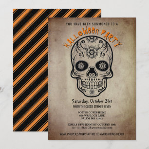 Invitación Halloween Party Sugar Skull Day of the Dead