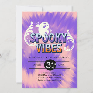 Invitación Halloween Party Tie Dye Ghost Spooky Vibes