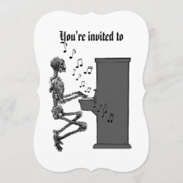 Invitación Halloween Party Vintage Musical Skeleton Piano