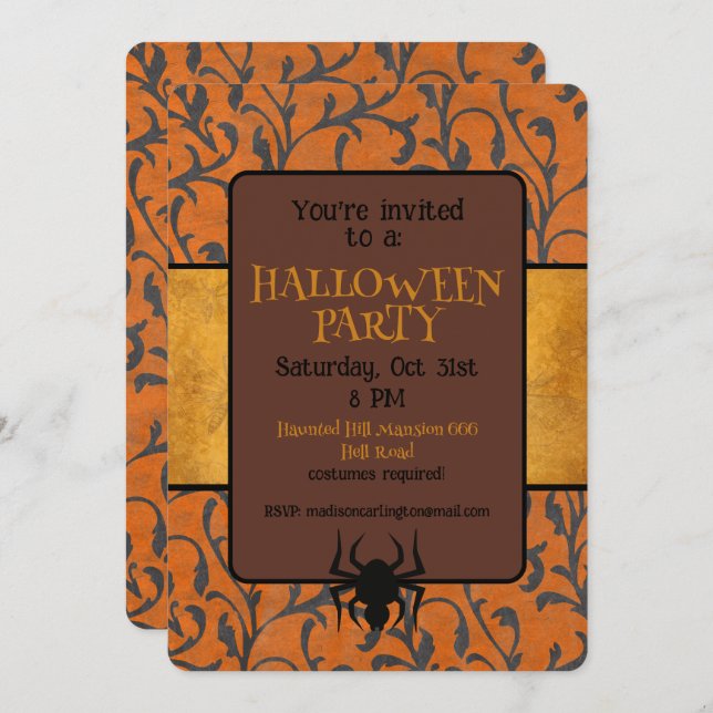 Invitación Halloween Party Whimsical Pattern  (Anverso / Reverso)