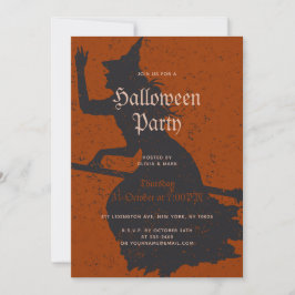 Invitación Halloween Party Witch Magic Trick or Trege