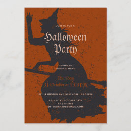 Invitación Halloween Party Witch Magic Trick or Trege