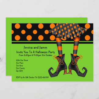 Invitación Halloween Party Witches Stockings