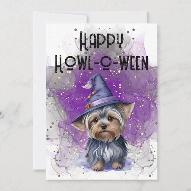 Invitación Halloween Party Yorkie (Anverso)