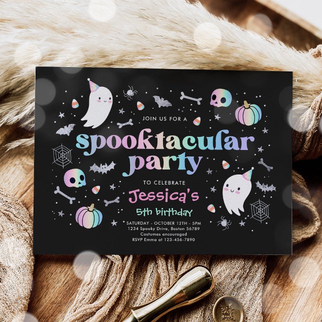 Invitación Halloween Pastel Cute Fantasma Cumpleaños Spooktac (Subido por el creador)