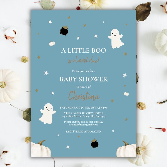Invitación Halloween Pequeña Calabaza Baby Shower Azul (Subido por el creador)