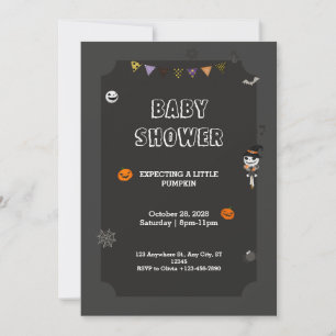 Invitación Halloween Pequeña calabaza Spookone Black Baby Sho