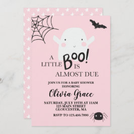 Invitación Halloween Pequeño Boo Fantasma Baby Shower Rosa