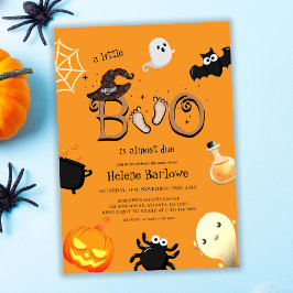 Invitación Halloween Pequeño Boo Naranja Baby Shower