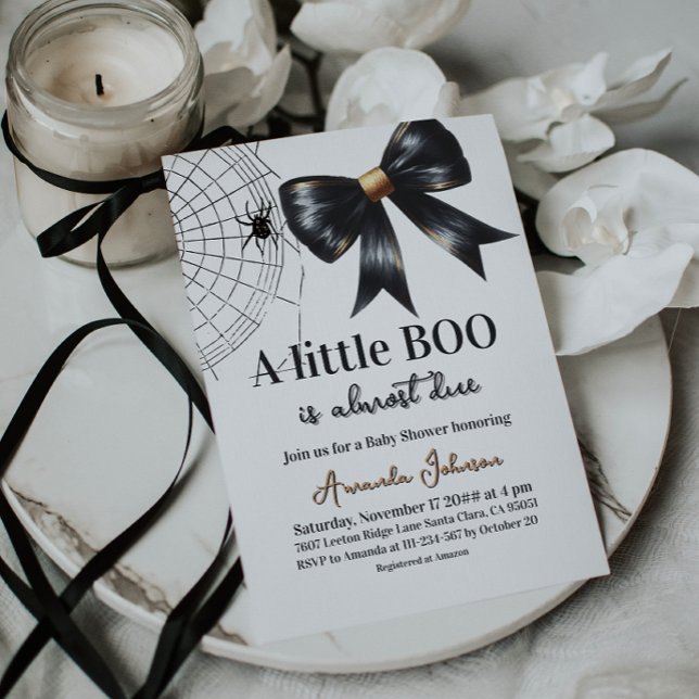 Invitación Halloween Pequeño Bote Negro Bow Baby Shower (Subido por el creador)