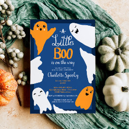 Invitación Halloween pequeño naranja de abucheos fantasmas de