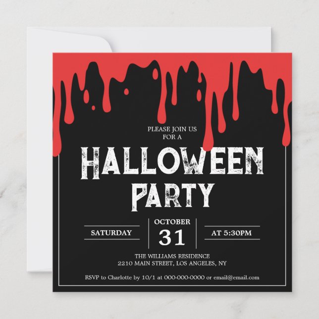 Invitación Halloween Perforaciones de sangre de Fiestas adult (Anverso)