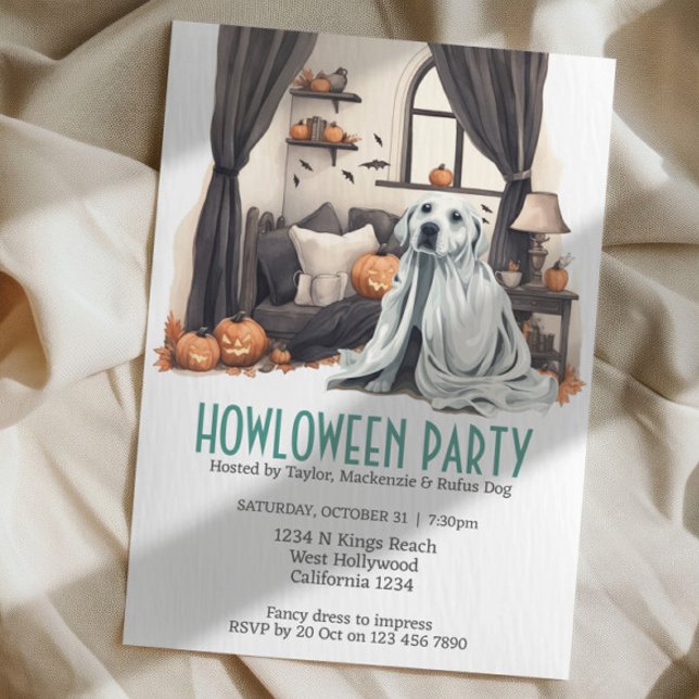Invitación Halloween Perro Tema Fiesta Sin embargo Diversión (Halloween Dog Themed Party Howloween Fun Invitations from Ricaso. Cute dog fancy dress party)