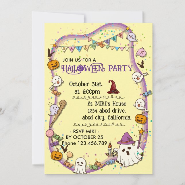 Invitación Halloween Personalizado Spooky Cute Whimsical Amar (Anverso)