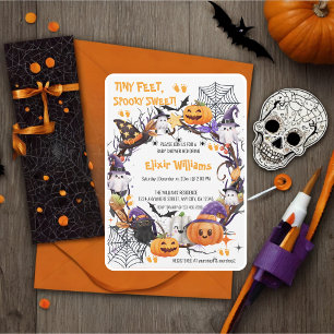 Invitación Halloween pies pequeños, dulce y espeluznante Baby