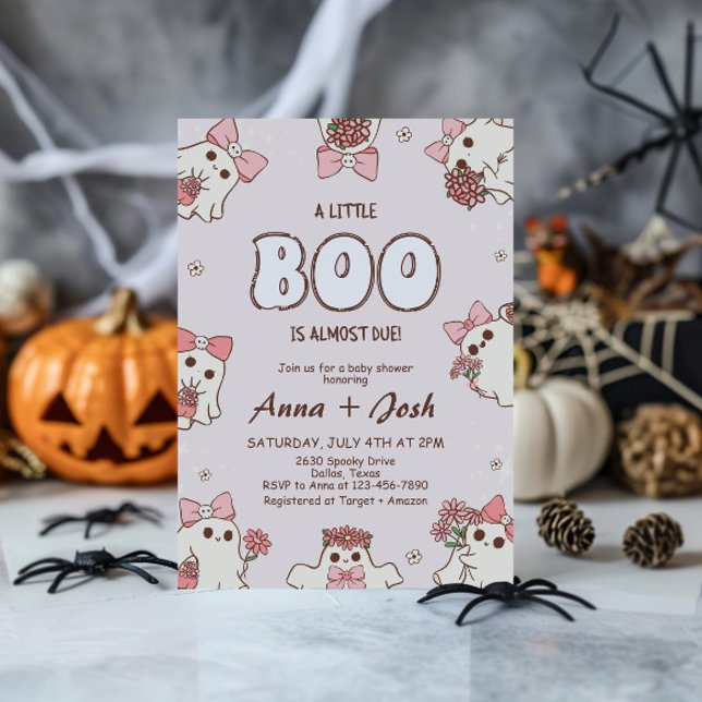Invitación Halloween Pink A Little Boo Se Debe Baby Shower (Subido por el creador)
