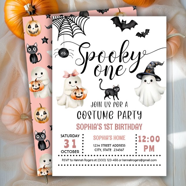 Invitación Halloween Pink Spooky ONE 1er cumpleaños invitació (Subido por el creador)