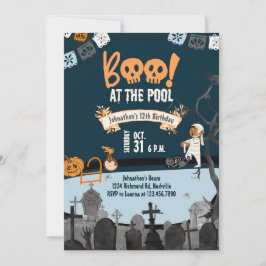 Invitación Halloween Pool Fiestas Niños nadan Halloween Cumpl