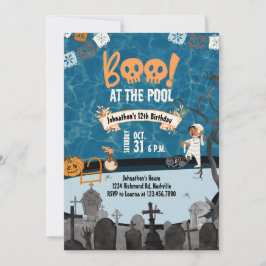Invitación Halloween Pool Fiestas Niños nadan Halloween Cumpl