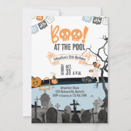 Invitación Halloween Pool Fiestas Niños nadan Halloween Cumpl