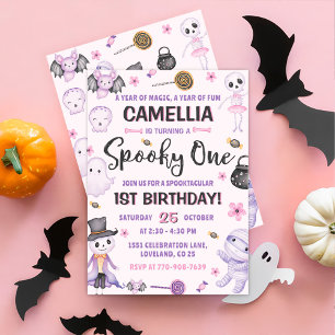 Invitación Halloween, primer cumpleaños de Spooky One Chicas