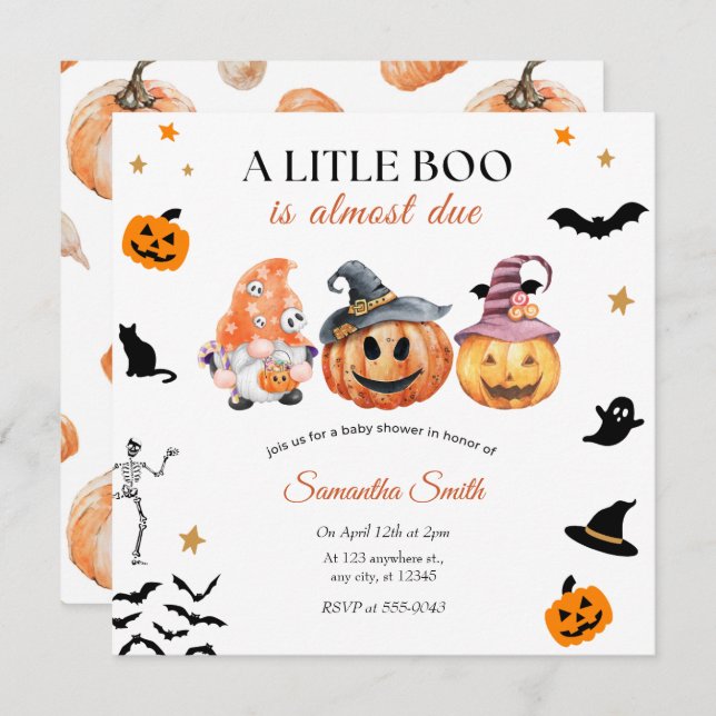 Invitación Halloween Pumpkin Baby Shower (Anverso / Reverso)