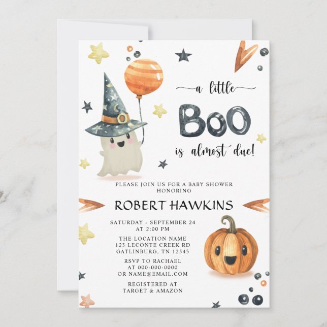 Invitación Halloween Pumpkin Baby Shower (Anverso)