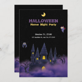 Invitación Halloween Purple Black Playful Halloween 5" x 7"