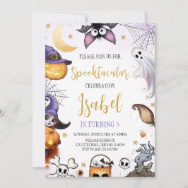 Invitación Halloween púrpura Spooktacular