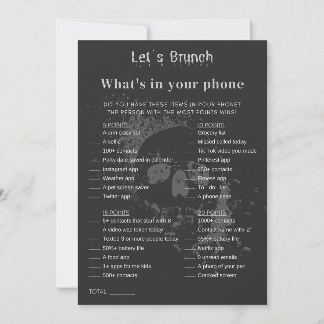 Invitación Halloween ¿Qué hay en tu juego de Fiesta de Brunch (Anverso)