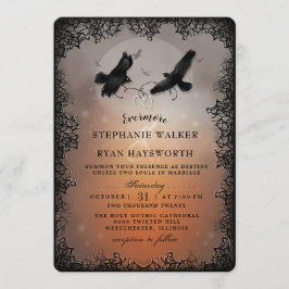 Invitación Halloween Ravens and Hearts Evermore Boda