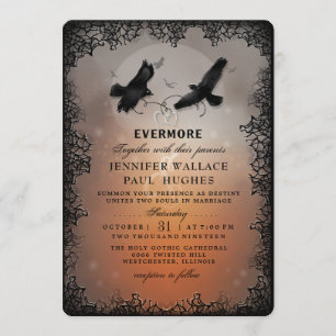 Invitación Halloween Ravens and Hearts PERSONALIZADO EDITABLE