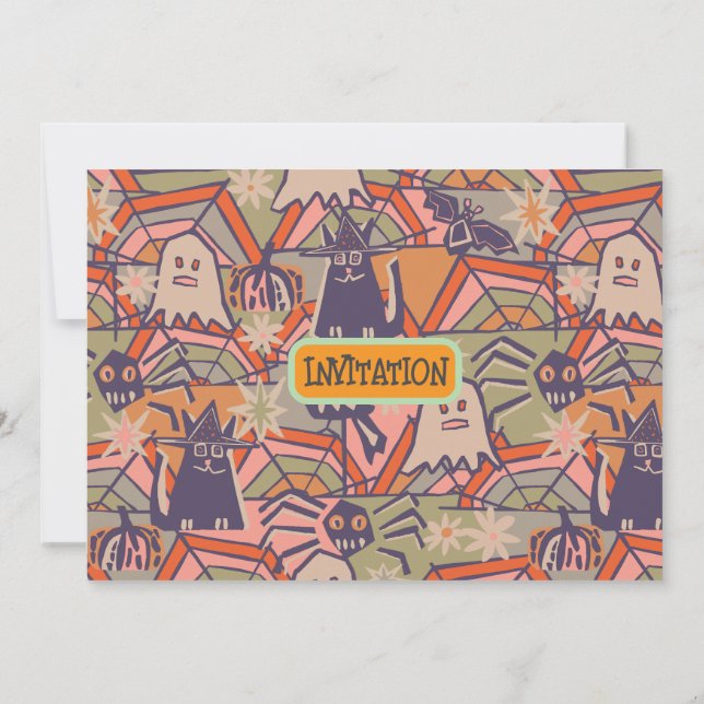 Invitación Halloween retro (Reverso)