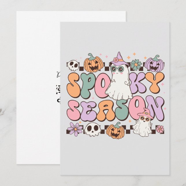 Invitación Halloween retro (Anverso / Reverso)